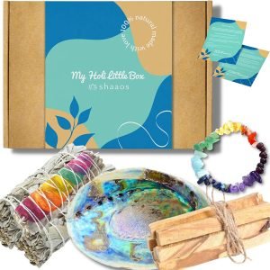 Sauge Blanche Purification à Bruler + Palo Santo + Bracelet 7 Chakras + Coquille d'Ormeau Abalone